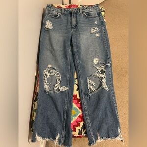 Flying Monkey Ripped Straight Leg Jeans - Blue
